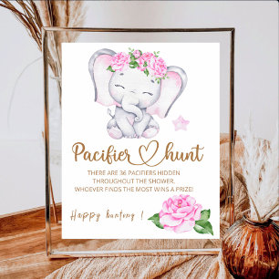 Elefant & Blume Wasserfarbendusche Poster
