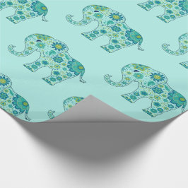 Elefant-Blumen aquamarin Geschenkpapier