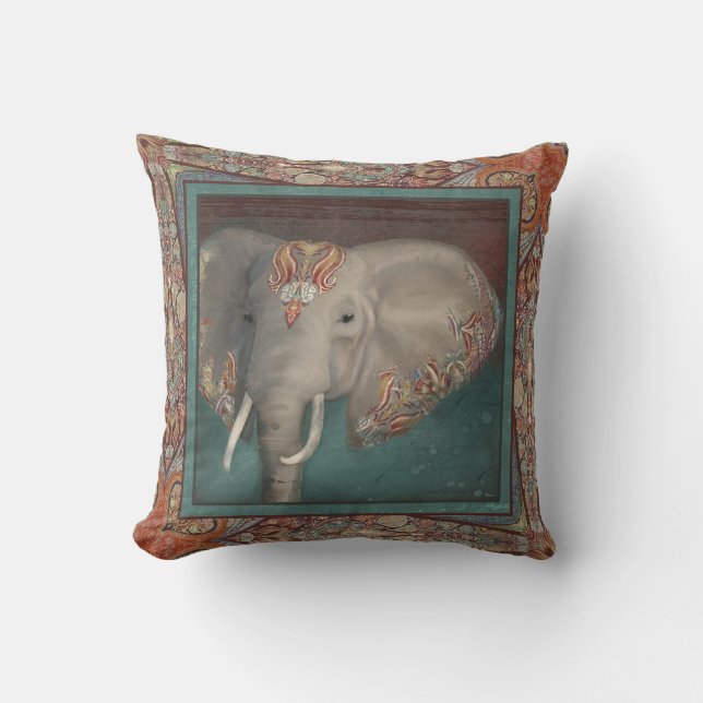 Elefant Boho Bohemische Stammes- Paisley Kissen (Vorderseite)