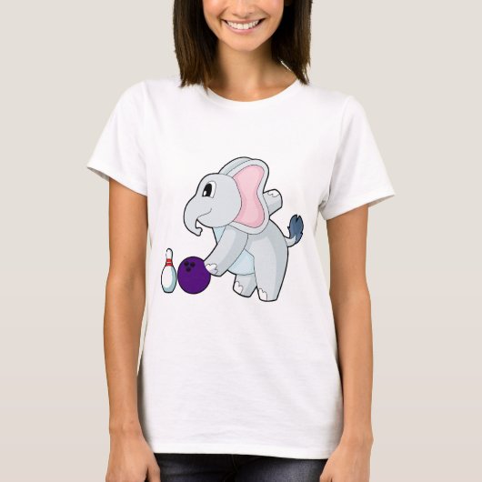 Elefant Bowling Bowlingkugel Bowlingnagel T-Shirt (Vorderseite)
