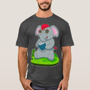 Elefant Buch Brille T-Shirt