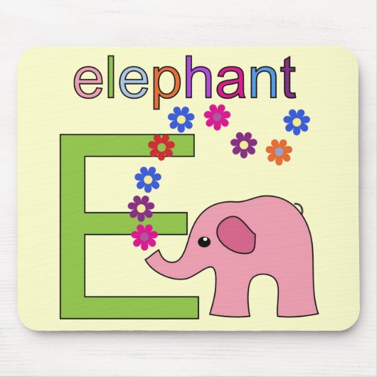 Elefant Buchstabe E Mousepad (Vorne)