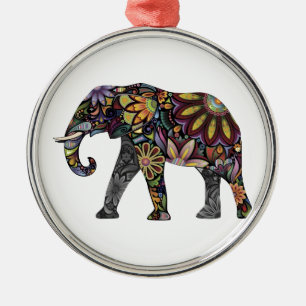 Elefant bunt ornament aus metall