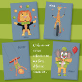 Elefant Clown Kind Blau Rechteckiger Button