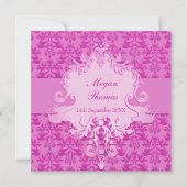 Elefant-Damask-Maulve-Hochzeitsplatz Einladung (Vorderseite)