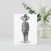 Elefant Dandy Postkarte (Stehend Vorderseite)
