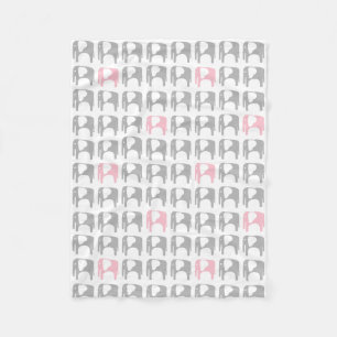 Elefant-Decke - Grau und Rosa Fleecedecke