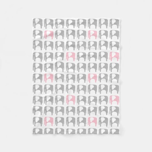 Elefant-Decke - Grau und Rosa Fleecedecke (Vorderseite)