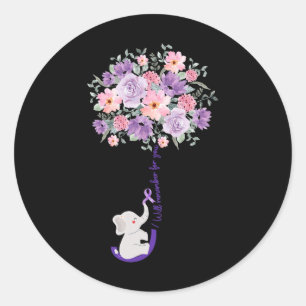 Elefant, den ich für dich lila Sonnenblume merken Runder Aufkleber
