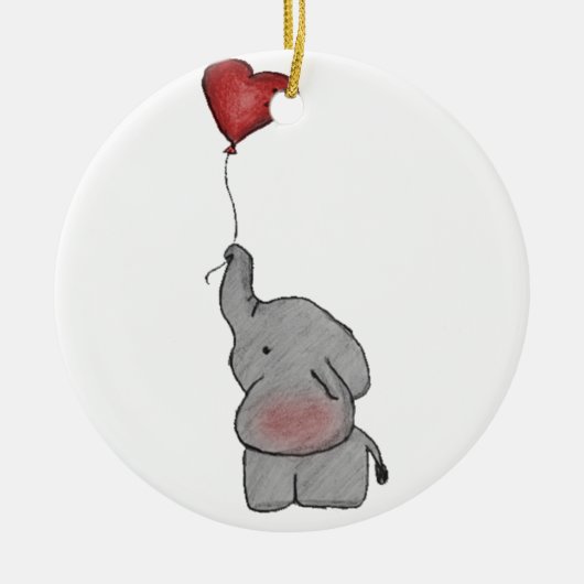 Elefant, der Ballon hält Keramik Ornament (Vorne)