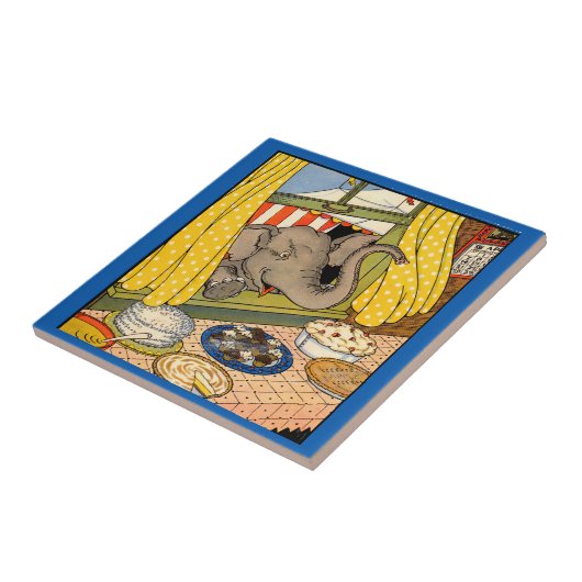 Elefant, der den Kopf durch das Fenster wirft Fliese (Seite)