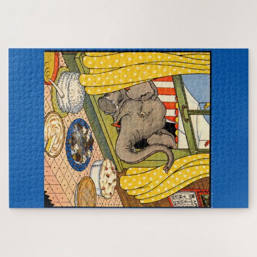 Elefant, der durch das Fenster den Kopf stößt Puzzle (Horizontal)