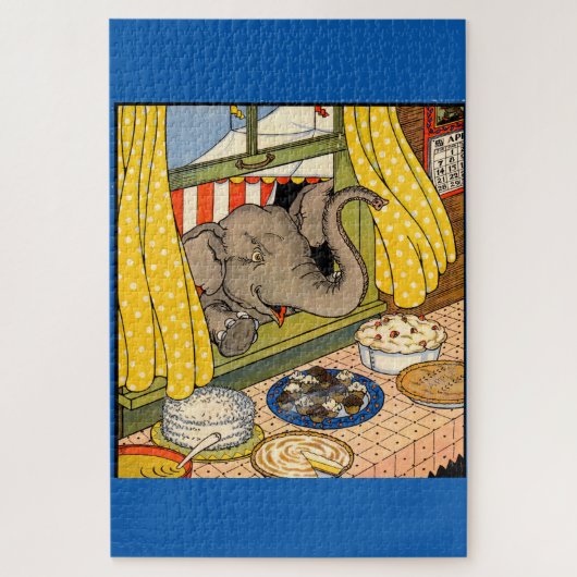 Elefant, der durch das Fenster den Kopf stößt Puzzle (Vertikal)