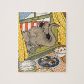 Elefant, der durch das Fenster den Kopf stößt Puzzle (Vertikal)