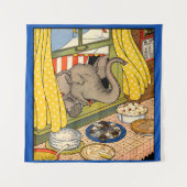 Elefant, der durch das Fenster den Kopf stößt Wandteppich (Vorderseite)
