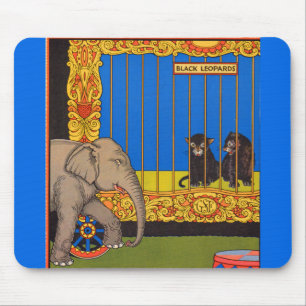 Elefant, der durch den schwarzen Leopardenkäfig sp Mousepad