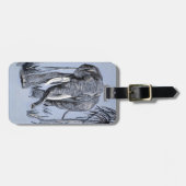 Elefant, der durch die waldreiche Savanne in Blau  Gepäckanhänger (Vorderseite horizontal)