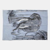 Elefant, der durch die waldreiche Savanne in Blau Handtuch (Horizontal)