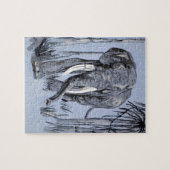 Elefant, der durch die waldreiche Savanne in Blau  Puzzle (Horizontal)