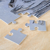 Elefant, der durch die waldreiche Savanne in Blau  Puzzle (Seite)