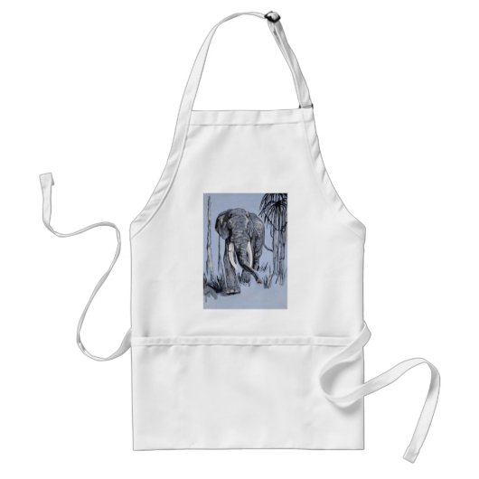 Elefant, der durch die waldreiche Savanne in Blau Schürze (Vorne)