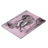 Elefant, der durch die waldreiche Savanne in Rosa  Notizblock (Linke Seite)