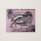 Elefant, der durch die waldreiche Savanne in Rosa  Puzzle (Horizontal)
