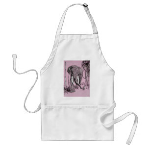 Elefant, der durch die waldreiche Savanne in Rosa Schürze