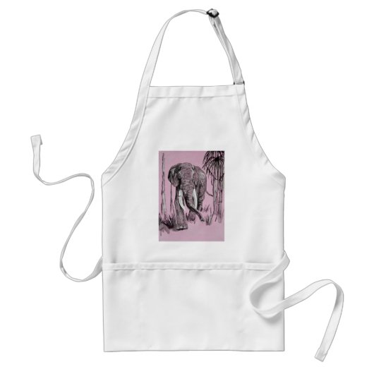 Elefant, der durch die waldreiche Savanne in Rosa Schürze (Vorne)