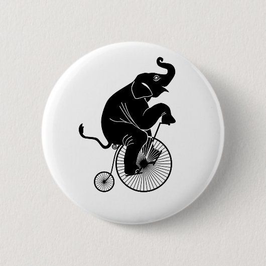Elefant, der ein Fahrrad reitet Button (Vorderseite)