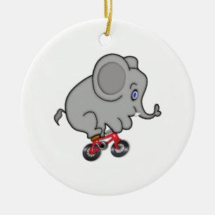 Elefant, der ein Fahrrad reitet Keramikornament
