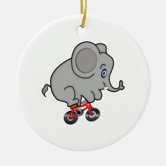Elefant, der ein Fahrrad reitet Keramikornament (Vorne)