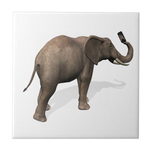 Elefant, der eine Selfie einnimmt Fliese (Vorderseite)