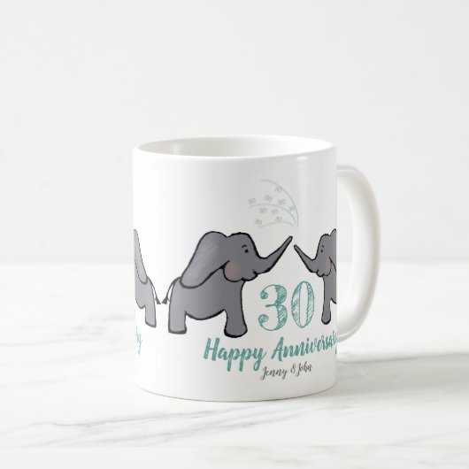 Elefant der Perlenhochzeit Kaffeetasse (VorderseiteRechts)