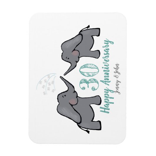 Elefant der Perlenhochzeit Magnet (Vertikal)