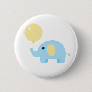 Elefant des blauen Babys mit Ballon Button