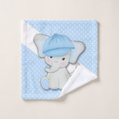Elefant des niedlichen Cartoon auf blauem Hintergr Badhandtuch Set (Waschlappen)
