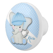 Elefant des niedlichen Cartoon auf blauem Hintergr Keramikknauf (Rechts)