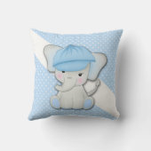 Elefant des Niedlichen Cartoon auf blauem Hintergr Kissen (Rückseite)