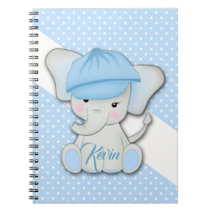 Elefant des niedlichen Cartoon auf blauem Hintergr Notizblock