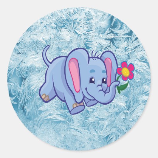 Elefant des niedlichen Cartoon Runder Aufkleber (Vorderseite)