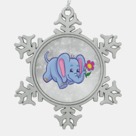 Elefant des niedlichen Cartoon Schneeflocken Zinn-Ornament
