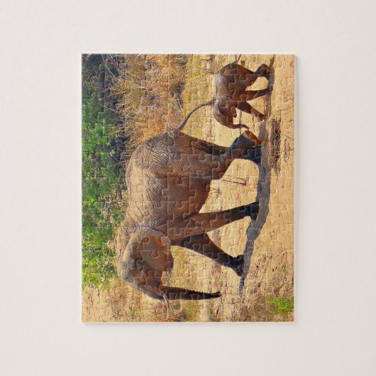Elefant des Säuglings nach seiner Mutter, Südafrik Puzzle (Vertikal)