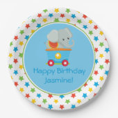 Elefant des Zirkus-Zug-| | personalisiert Pappteller (Vorderseite)