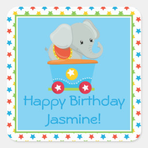 Elefant des Zirkus-Zug-    personalisiert Quadratischer Aufkleber