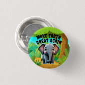 Elefant, die Erde wieder groß machen, die Umwelt Button (Vorne & Hinten)