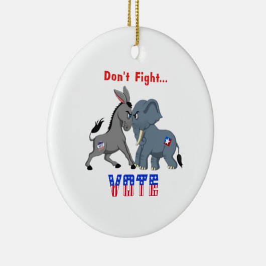 Elefant & Donkey-ARGUING: Kämpfe keine Abstimmung Keramik Ornament (Rechts)