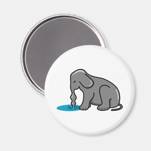 Elefant Drinking (grau) Magnet (Vorderseite/Rückseite)