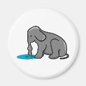 Elefant Drinking (grau) Magnet (Vorne)