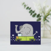 Elefant Driving a Car - PostCard Postkarte (Stehend Vorderseite)